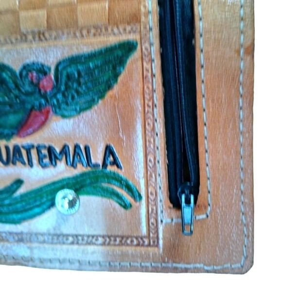 Guatemala Tourist Wallet Leather Embossed Hand Painted Crafts Mexico Unisex - Picture 7 of 14
